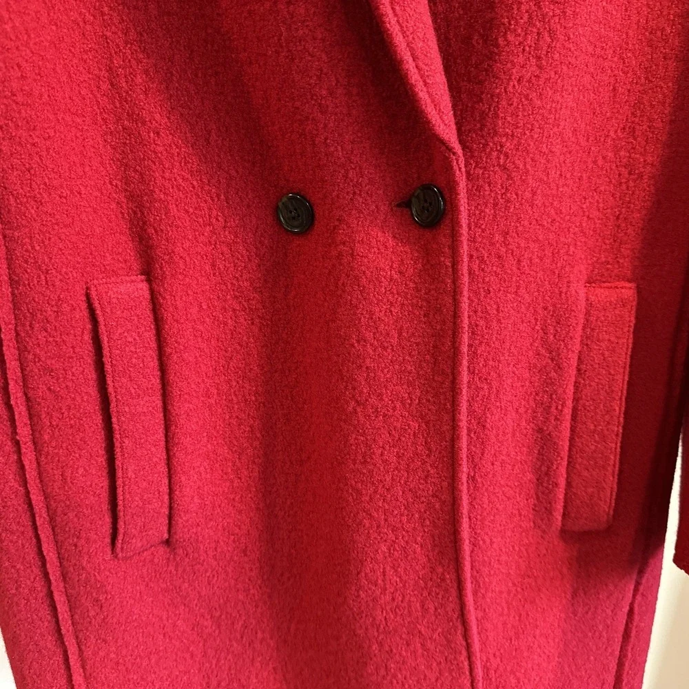 J.Crew 100% Italian Boiled Wool Coat Womens Size 12 Red Double Breasted Top Coat